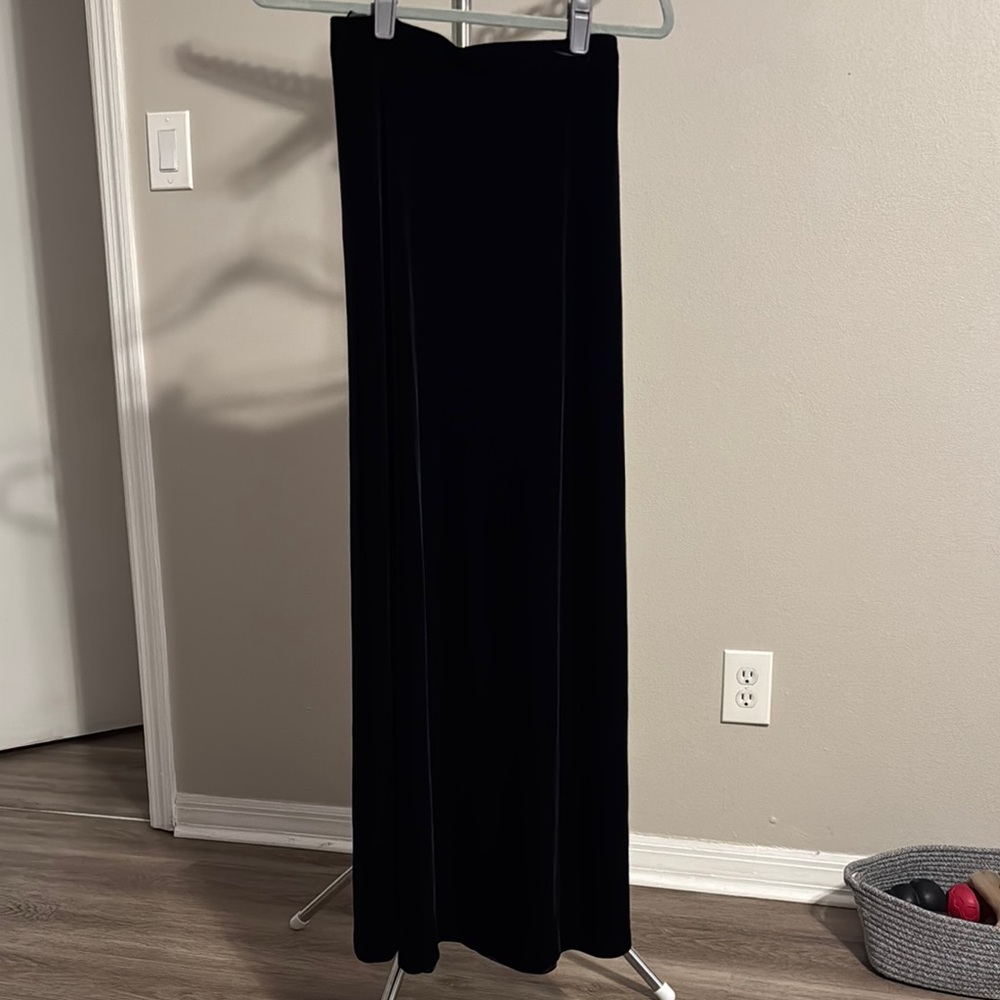 Alex Evenings Black Velvet Pencil Maxi Skirt Cocktail